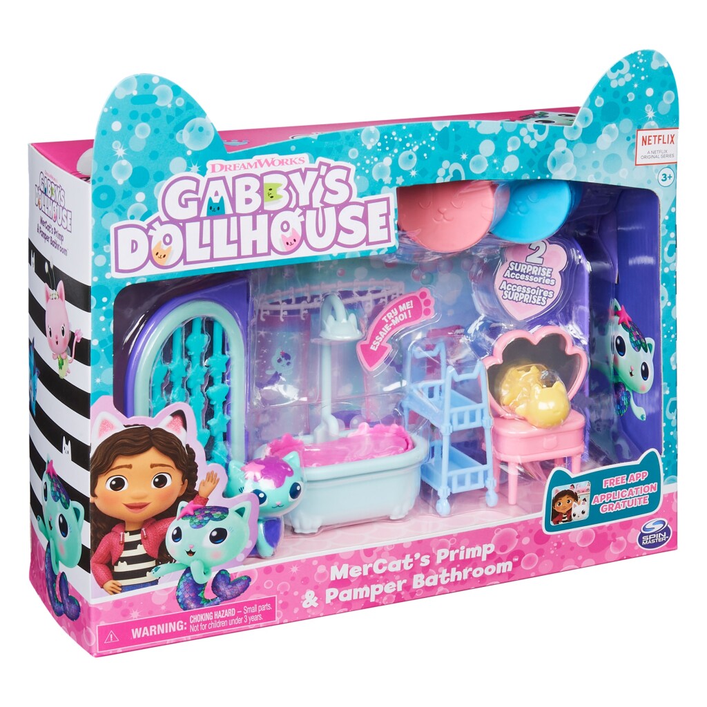 Gabby's Dollhouse Gabby'S Dollhouse Mercats Primp And Pamper Badroom