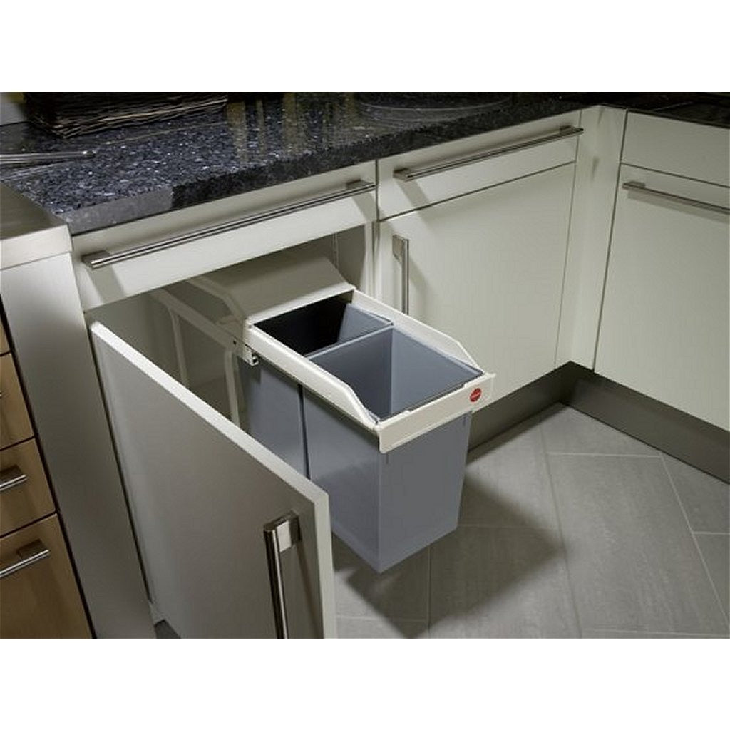 Hailo 3659-001 Multi-Box Duo L Inbouw Afvalbak 2X14L Wit/Zilver