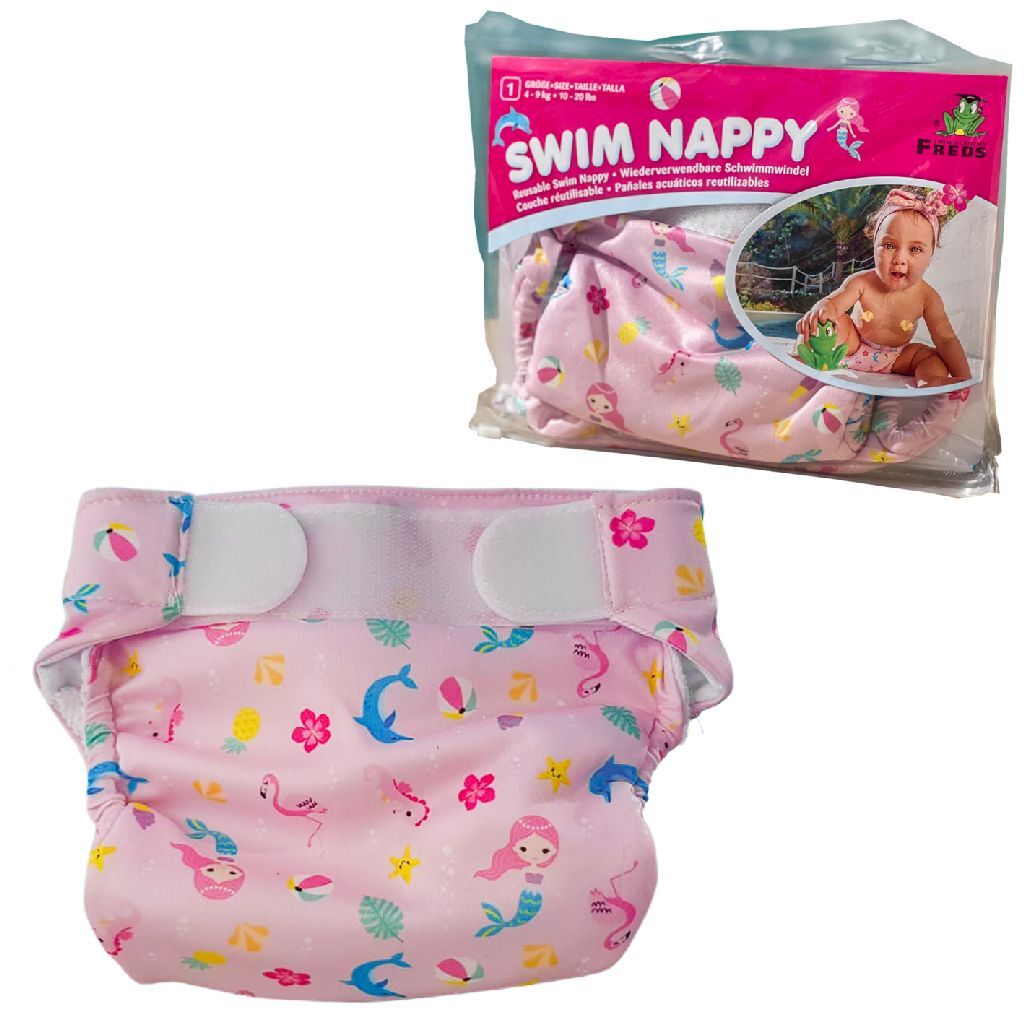 Freds Swim Academy Wasbare Zwemluier Zeemeermin Maat 1 4-9 Kg Roze