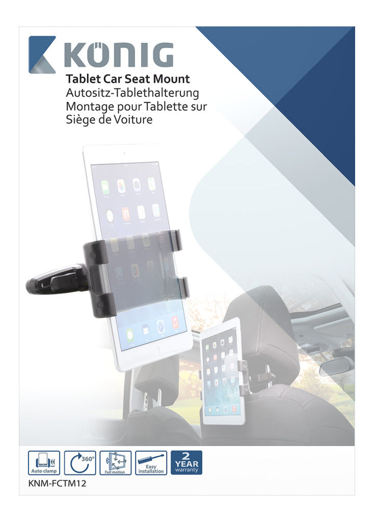KÖNig Knm-Fctm12 Tablet Autohouder 360 &Deg; Draai- En Kantelbaar 0.7 Kg