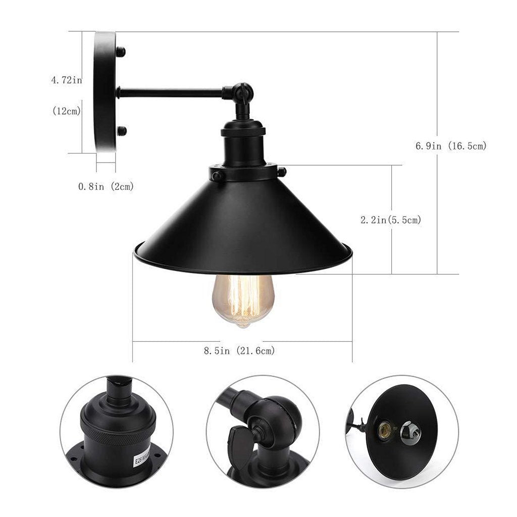 Homestyle Pro Mk023-B IndustriËLe Wandlamp 22 Cm Zwart/Metaal