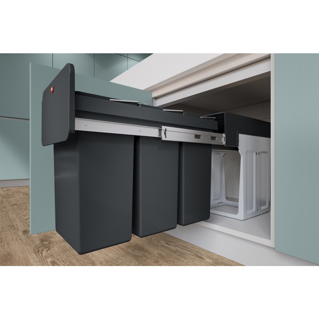Hailo 0310-300 Ecoline Design Trio L Inbouwafvalemmer 3X10L Zwart