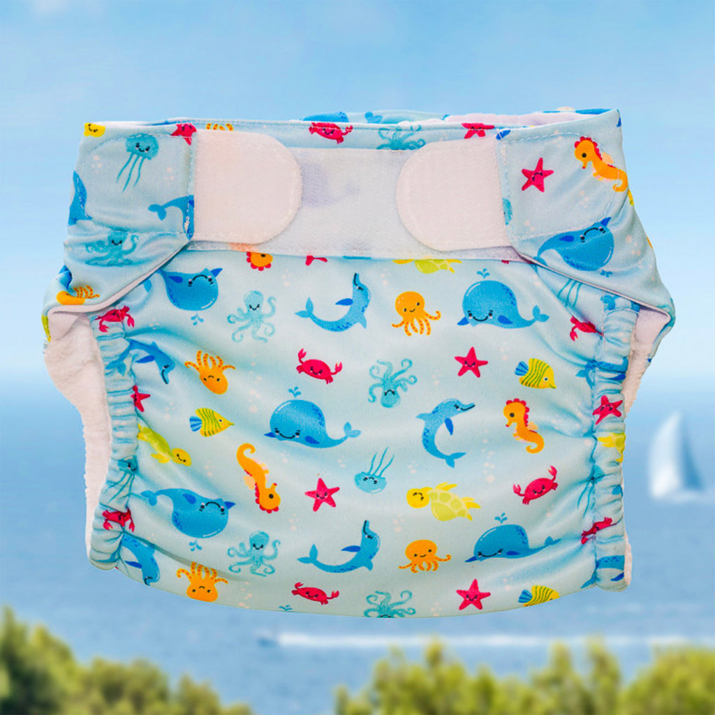 Freds Swim Academy Wasbare Zwemluier Zeedieren Maat 2 9-16 Kg Blauw