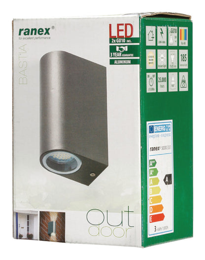 Ranex Ra-5000331 Led Buitenwandlamp Van Roestvrijstaal Met Twee Lichtpunten