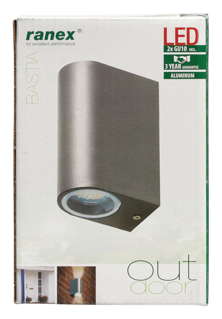 Ranex Ra-5000331 Led Buitenwandlamp Van Roestvrijstaal Met Twee Lichtpunten