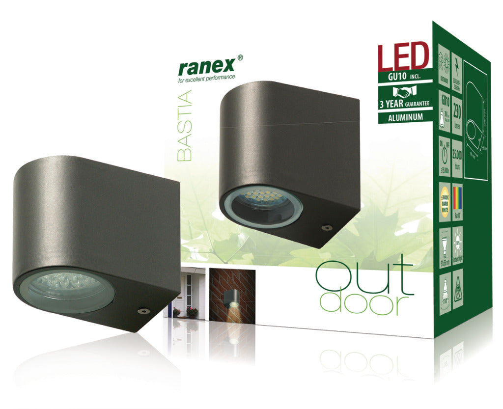 Ranex Ra-5000332 Led Buitenwandlamp Van Roestvrijstaal