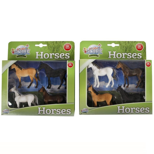 Kids Globe Farming Paardenset 4-Delig 1:32