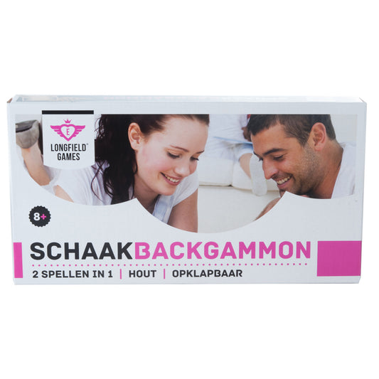 Longfield Schaak En Backgammon Houten Cassette 30X16X4 Cm