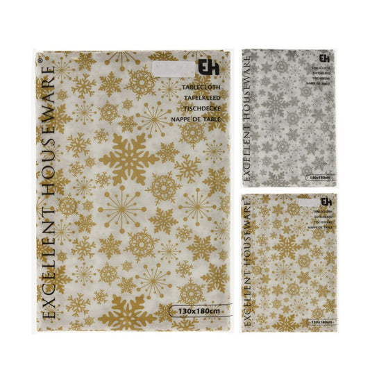 Excellent Houseware Goud/Zilver Kerst Tafelkleed 130X180 Cm